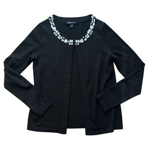 Banana Republic Wool Blend Gemstone Embellished Cardigan Black Clasp Sweater